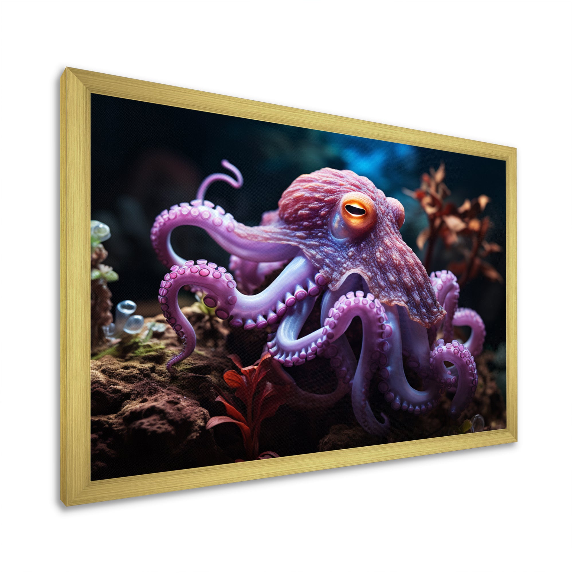 Purple Octopus Mystical Encounter - Purple Octopus Wall Art