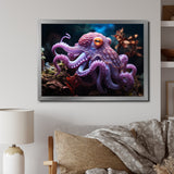 Purple Octopus Mystical Encounter - Purple Octopus Wall Art