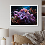Purple Octopus Mystical Encounter - Purple Octopus Wall Art