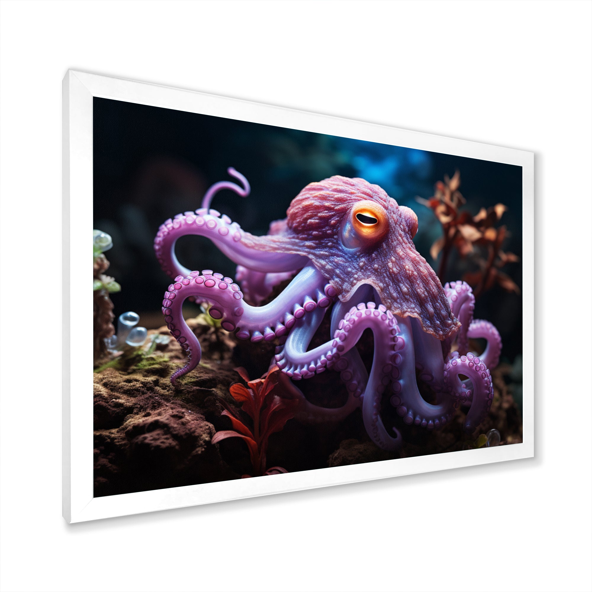 Purple Octopus Mystical Encounter - Purple Octopus Wall Art