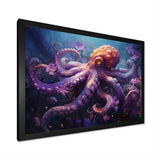 Purple Octopus Mystical Encounter An - Purple Octopus Wall Art