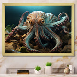 Teal Octopus Lunar Reflections - Octopus Framed Canvas Art