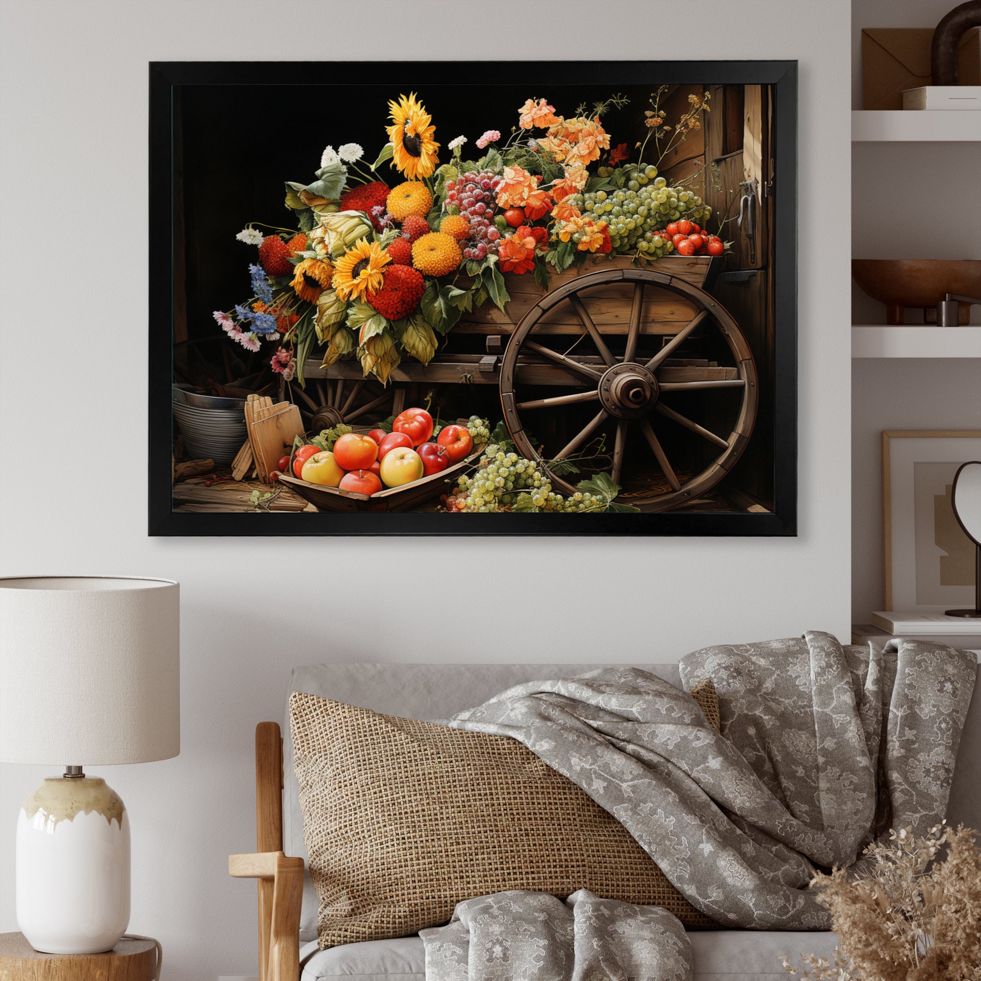 Old Cart  Harvest - Old American Cart Canvas Wall Art