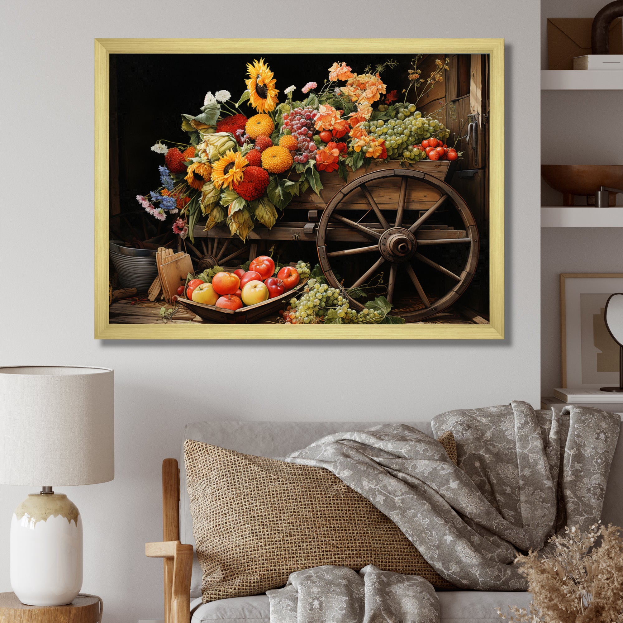 Old Cart  Harvest - Old American Cart Canvas Wall Art
