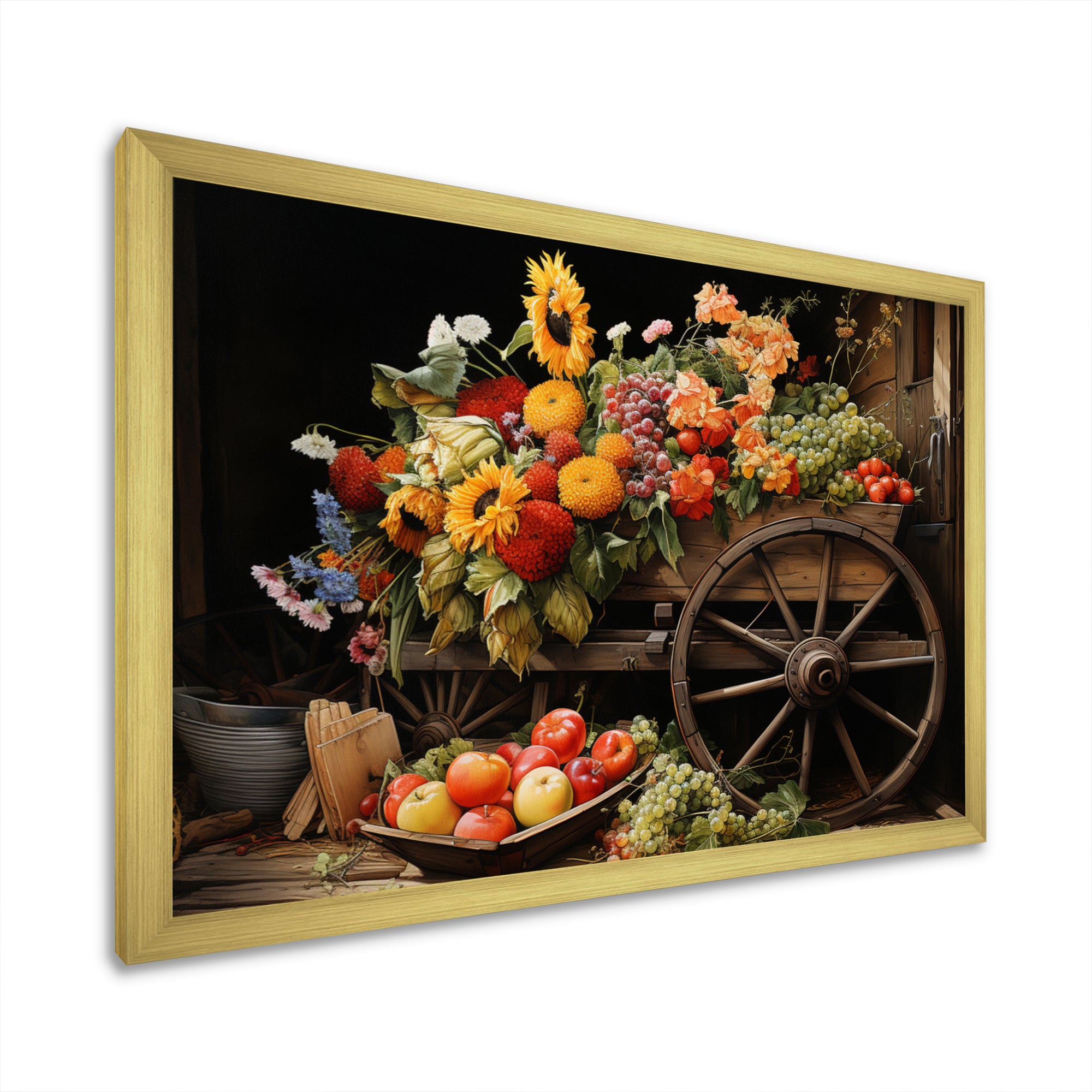 Old Cart  Harvest - Old American Cart Canvas Wall Art