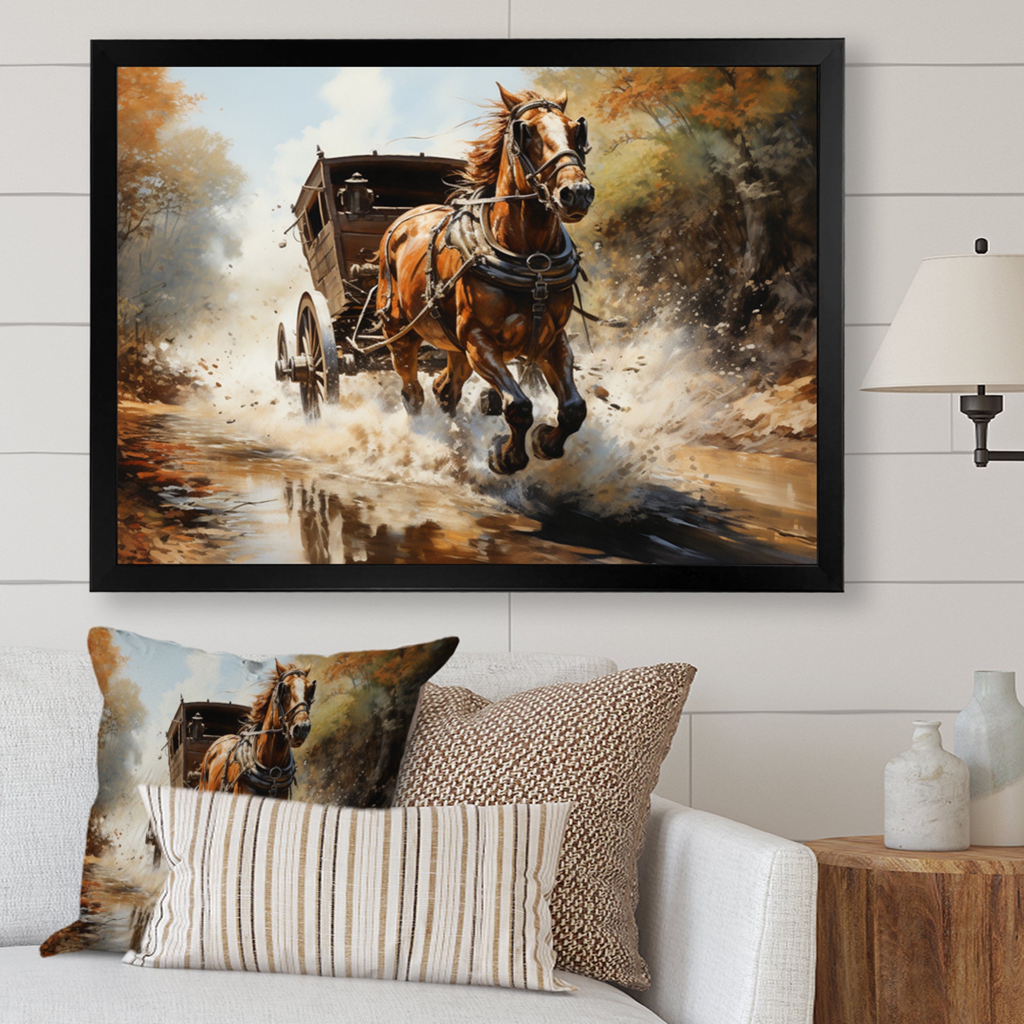 Old Cart  In Motion I - Old American Cart Canvas Wall Art