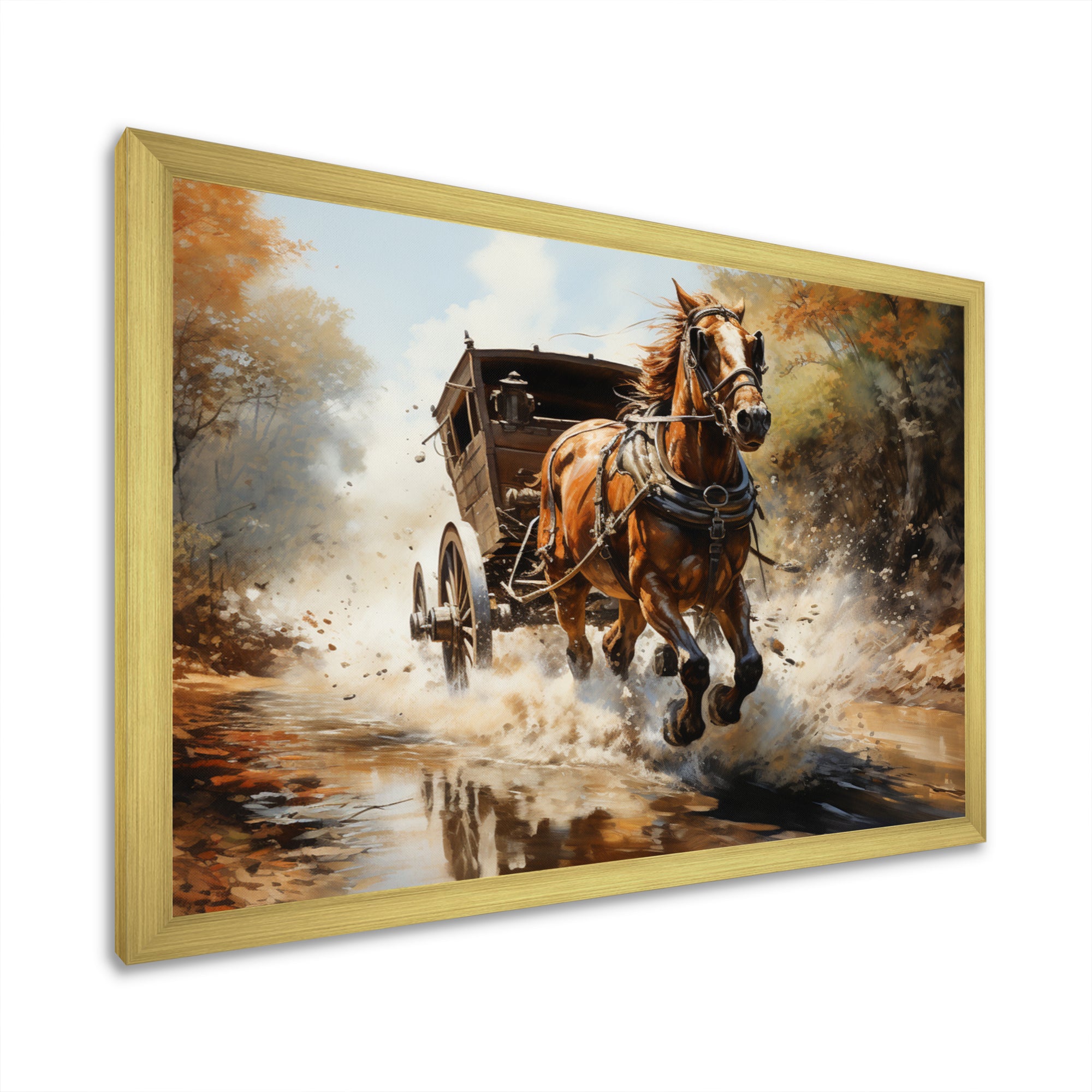 Old Cart  In Motion I - Old American Cart Canvas Wall Art