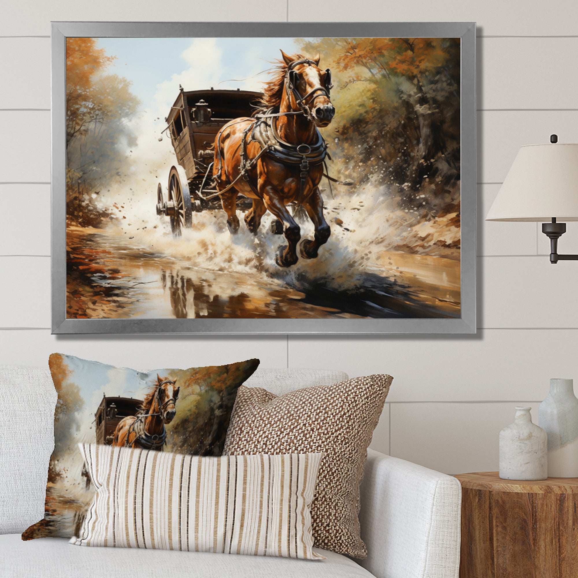 Old Cart  In Motion I - Old American Cart Canvas Wall Art