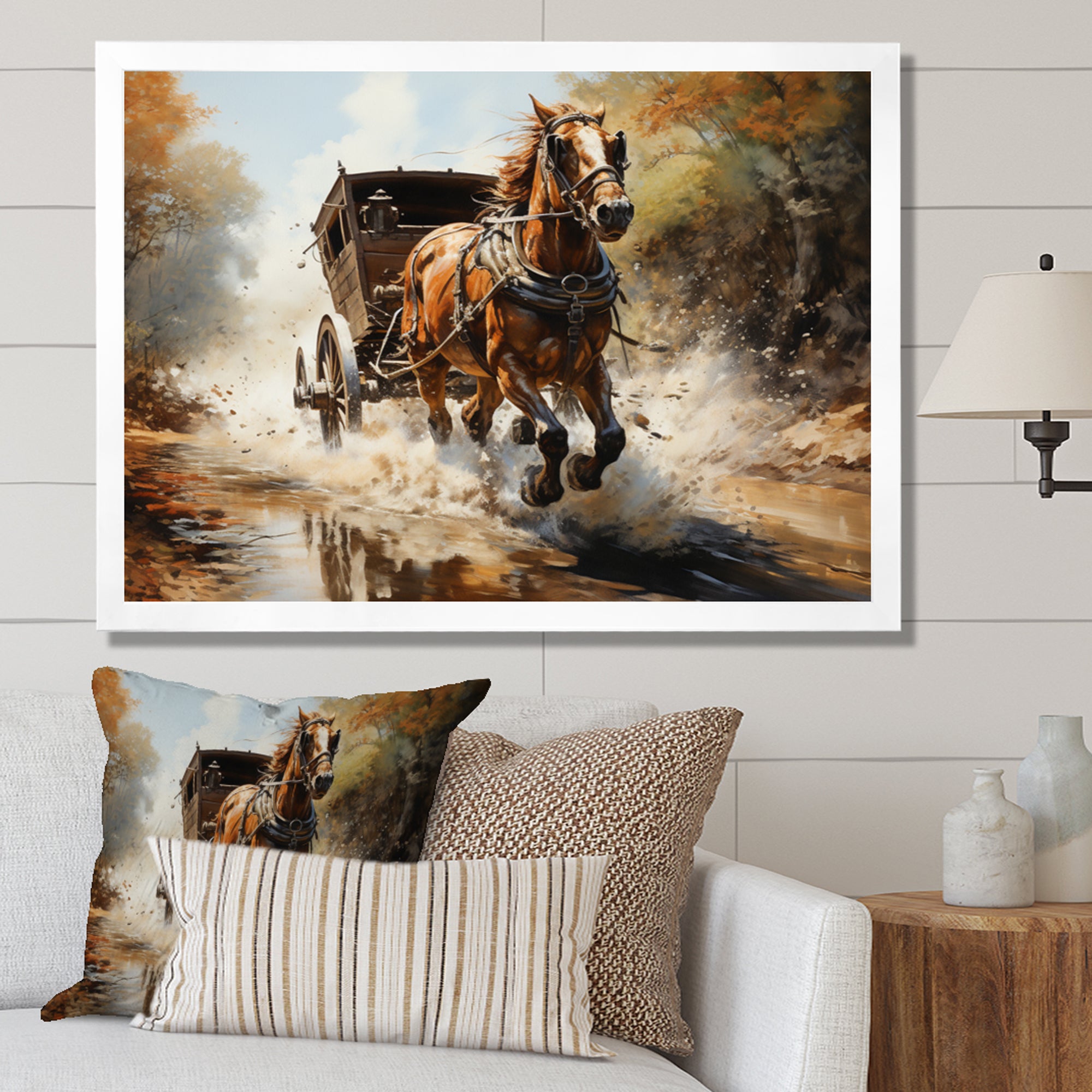 Old Cart  In Motion I - Old American Cart Canvas Wall Art
