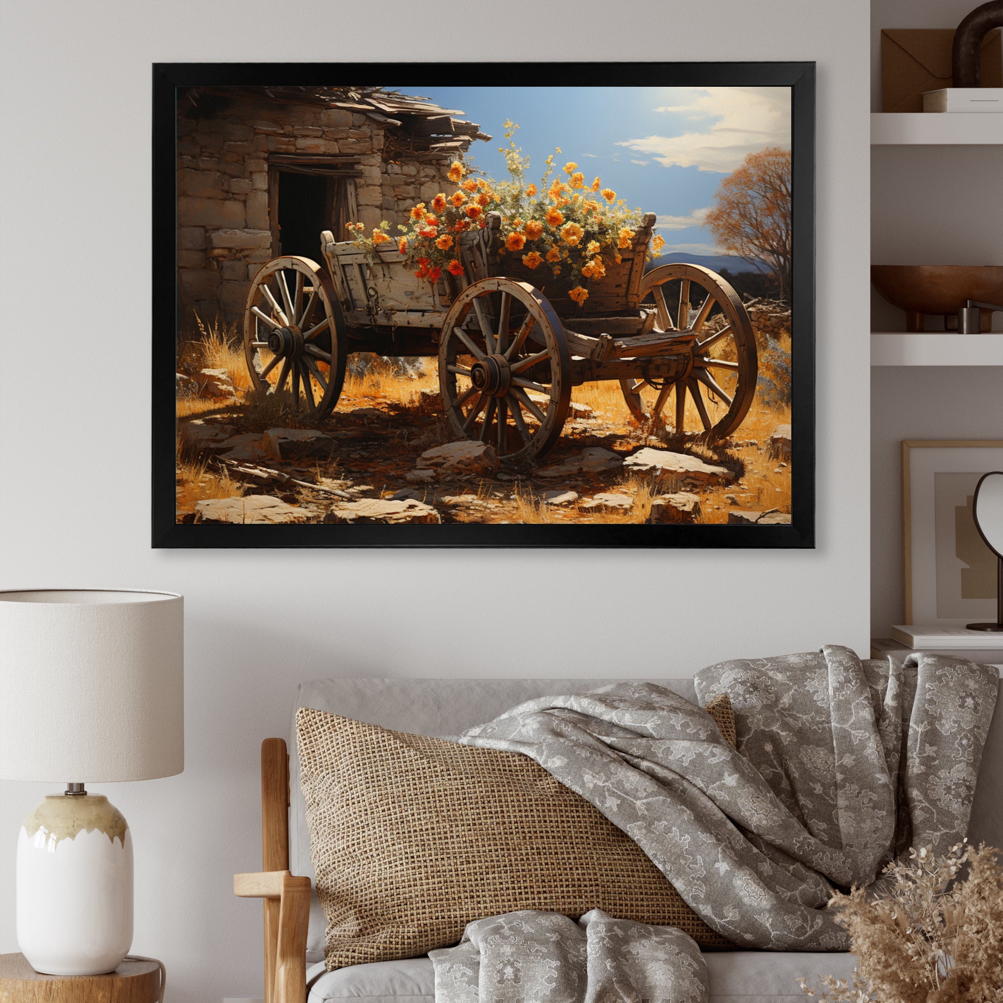 Brown Old Cart  Legacy I - Old American Cart Canvas Wall Art