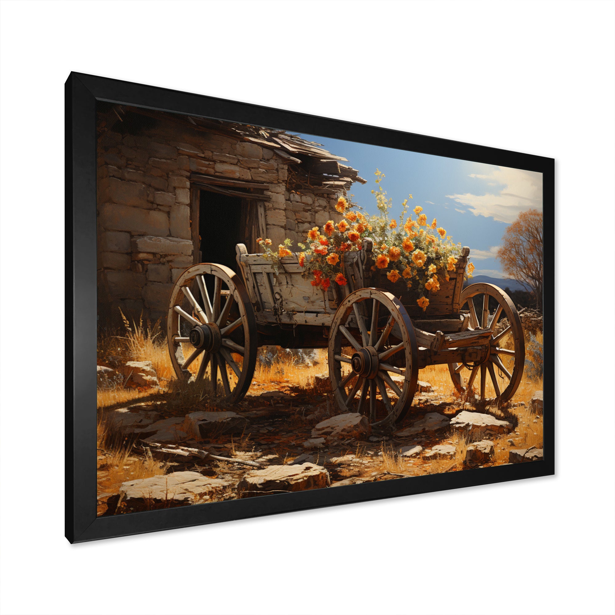 Brown Old Cart  Legacy I - Old American Cart Canvas Wall Art