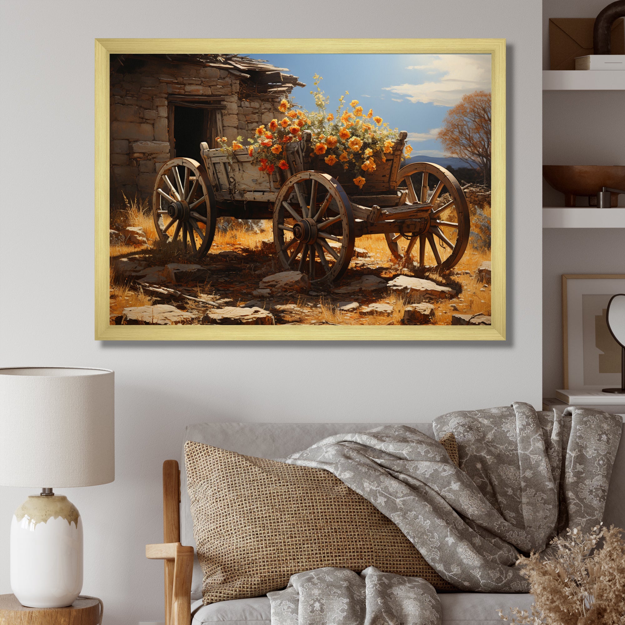 Brown Old Cart  Legacy I - Old American Cart Canvas Wall Art