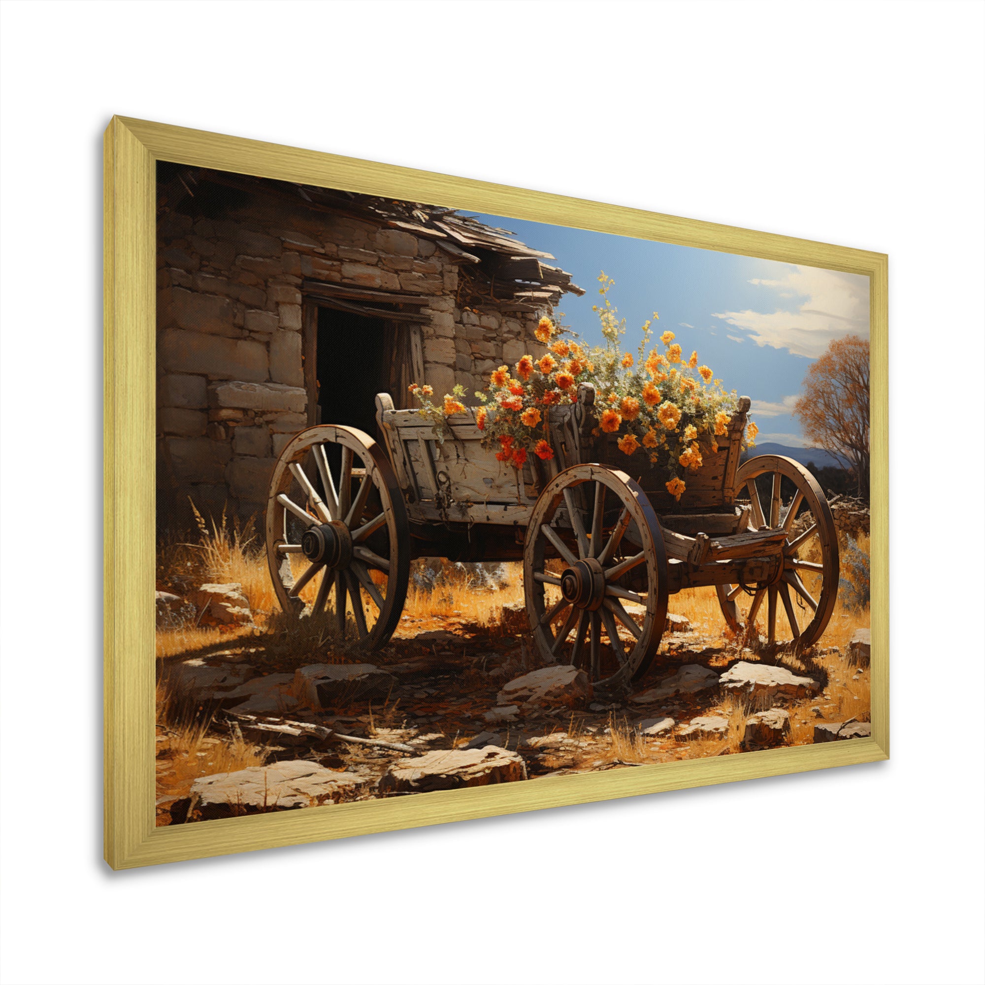 Brown Old Cart  Legacy I - Old American Cart Canvas Wall Art