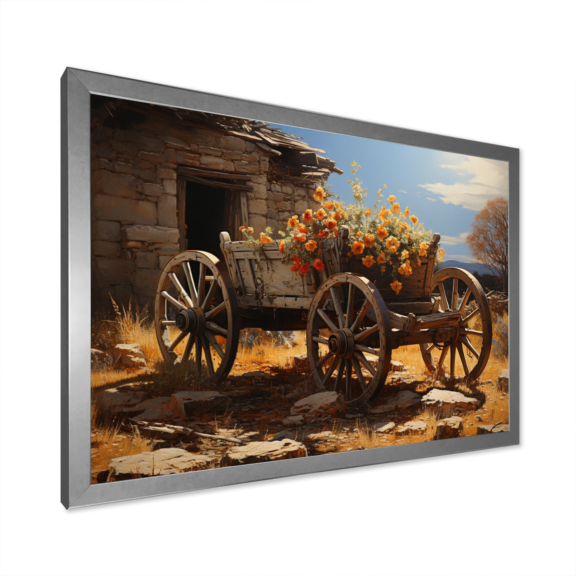 Brown Old Cart  Legacy I - Old American Cart Canvas Wall Art