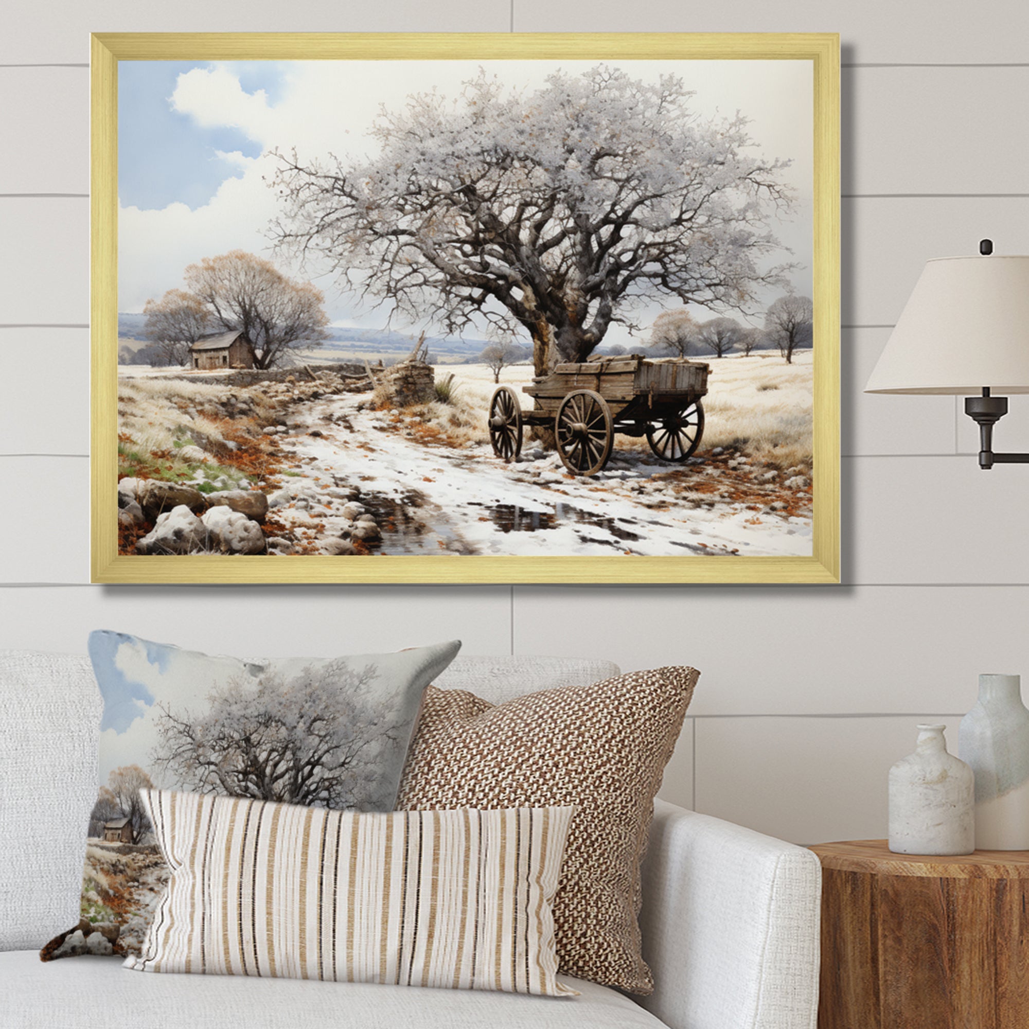 White Old Cart  Legacy - Old American Cart Canvas Wall Art