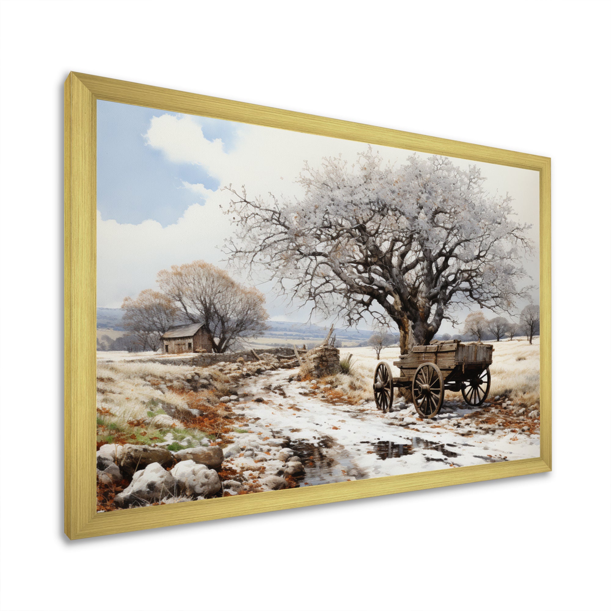White Old Cart  Legacy - Old American Cart Canvas Wall Art