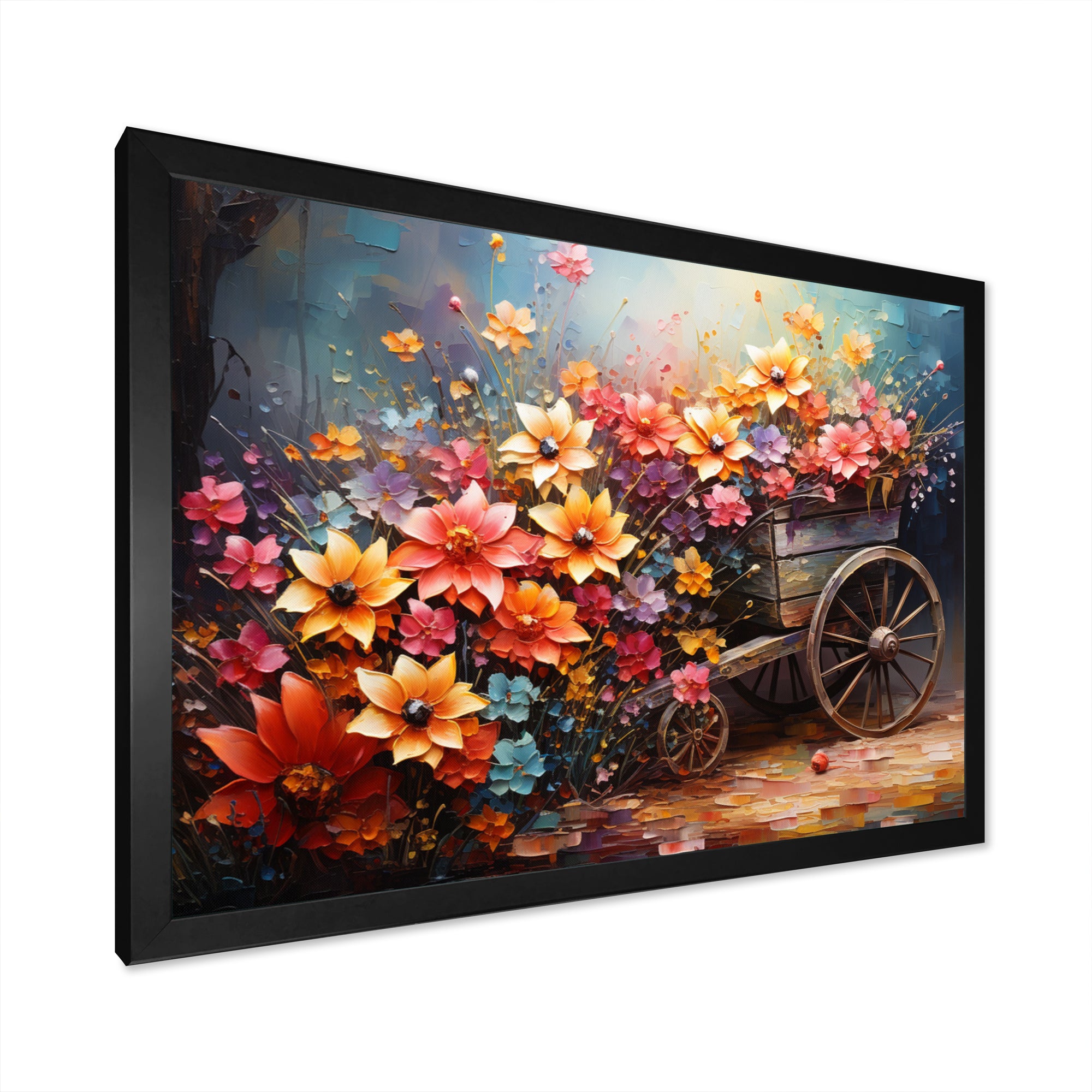 Colorful Old Cart  Of - Old American Cart Canvas Wall Art