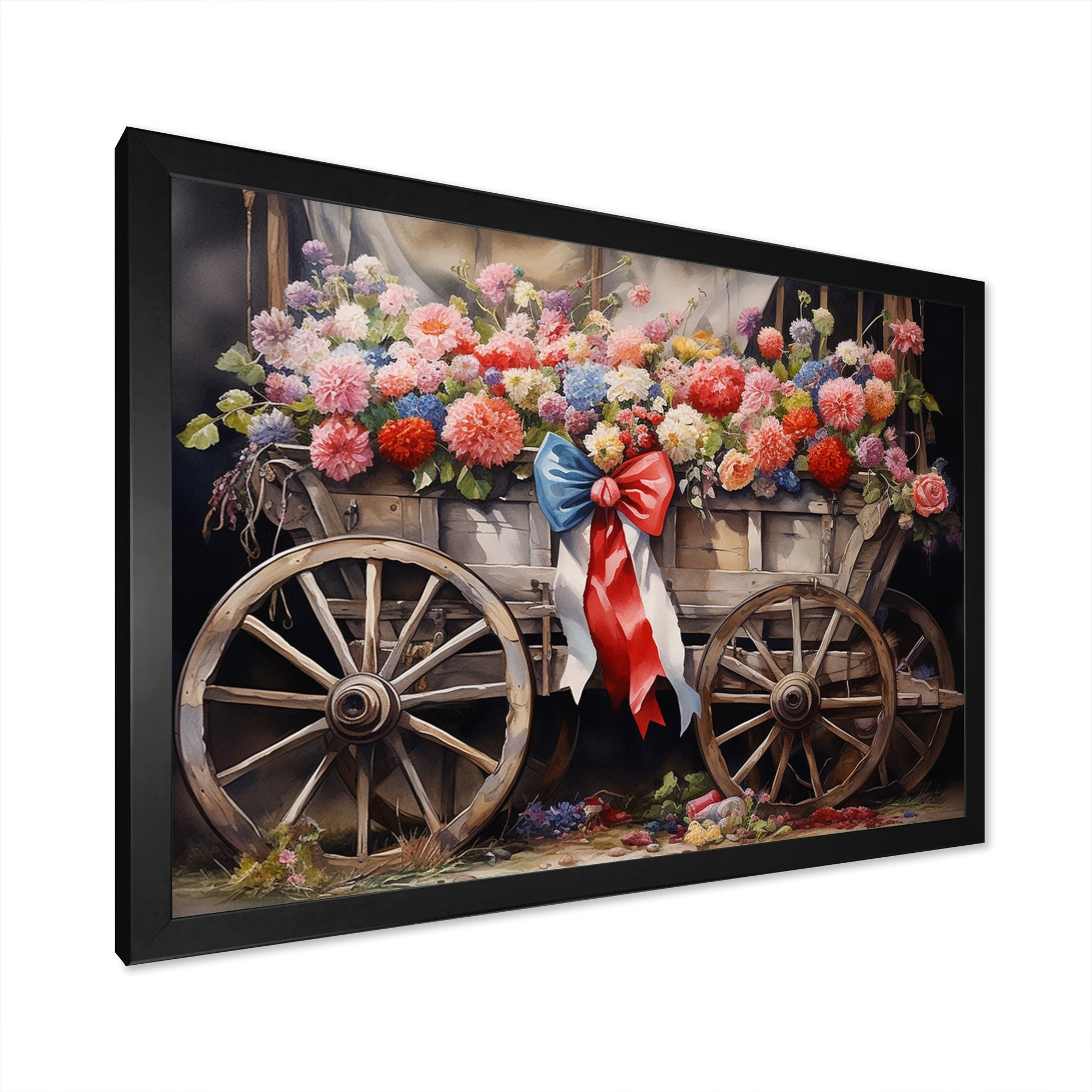 Coral Old Cart  Of - Old American Cart Canvas Wall Art