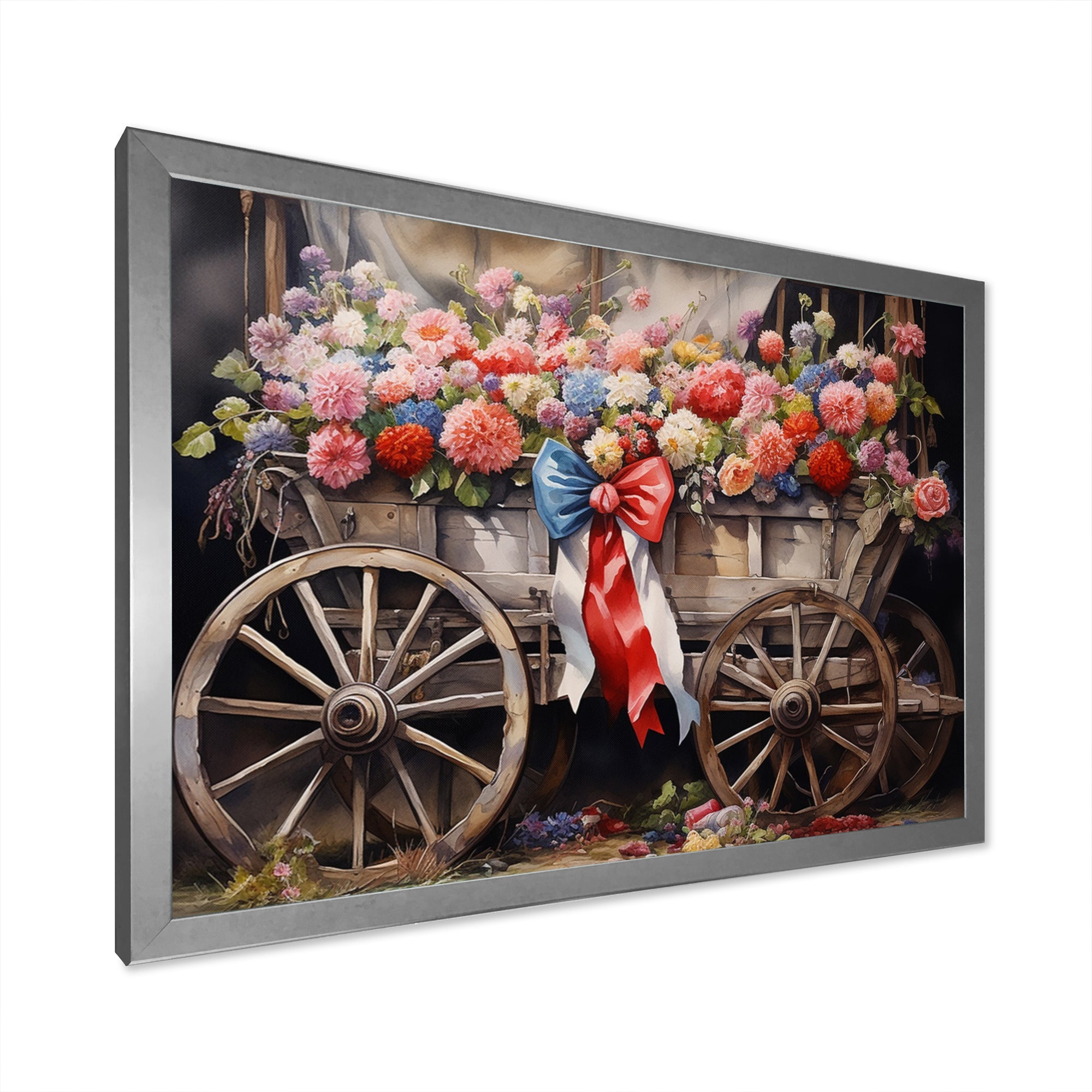 Coral Old Cart  Of - Old American Cart Canvas Wall Art