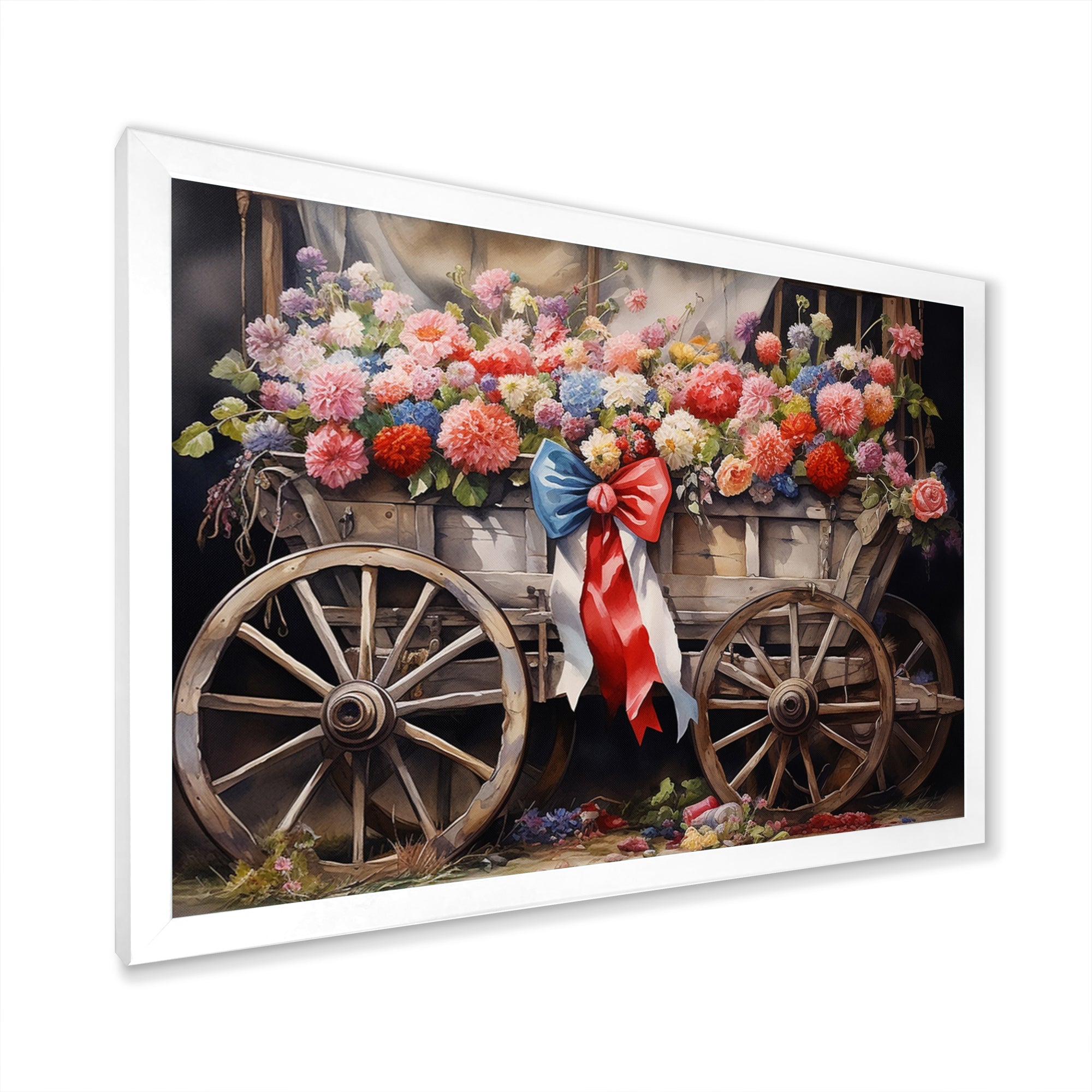 Coral Old Cart  Of - Old American Cart Canvas Wall Art