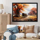 Orange Old Cart Seasons I - Old American Cart Canvas Wall Art