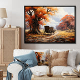 Orange Old Cart Seasons I - Old American Cart Canvas Wall Art