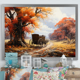 Orange Old Cart Seasons I - Old American Cart Canvas Wall Art