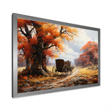 Orange Old Cart Seasons I - Old American Cart Canvas Wall Art
