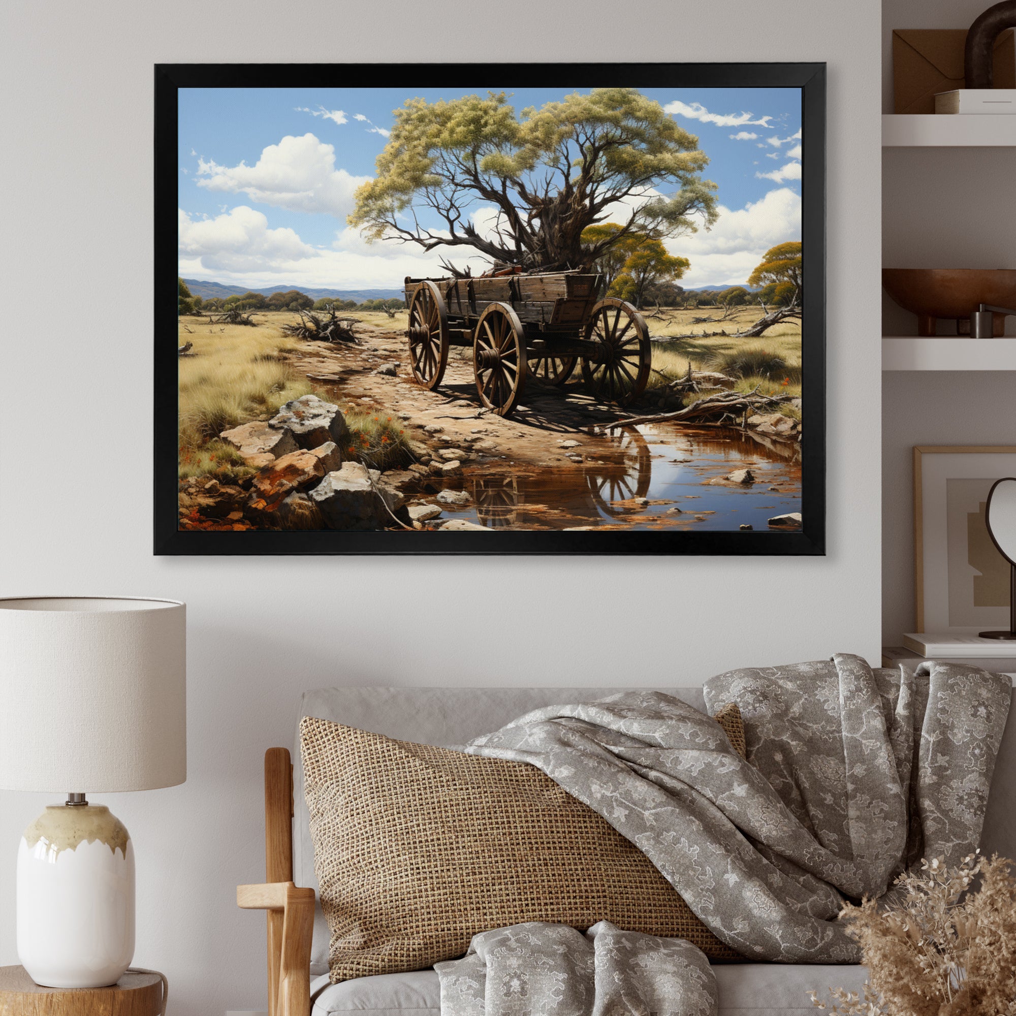 Green Old Cart  Whispers - Old American Cart Canvas Wall Art