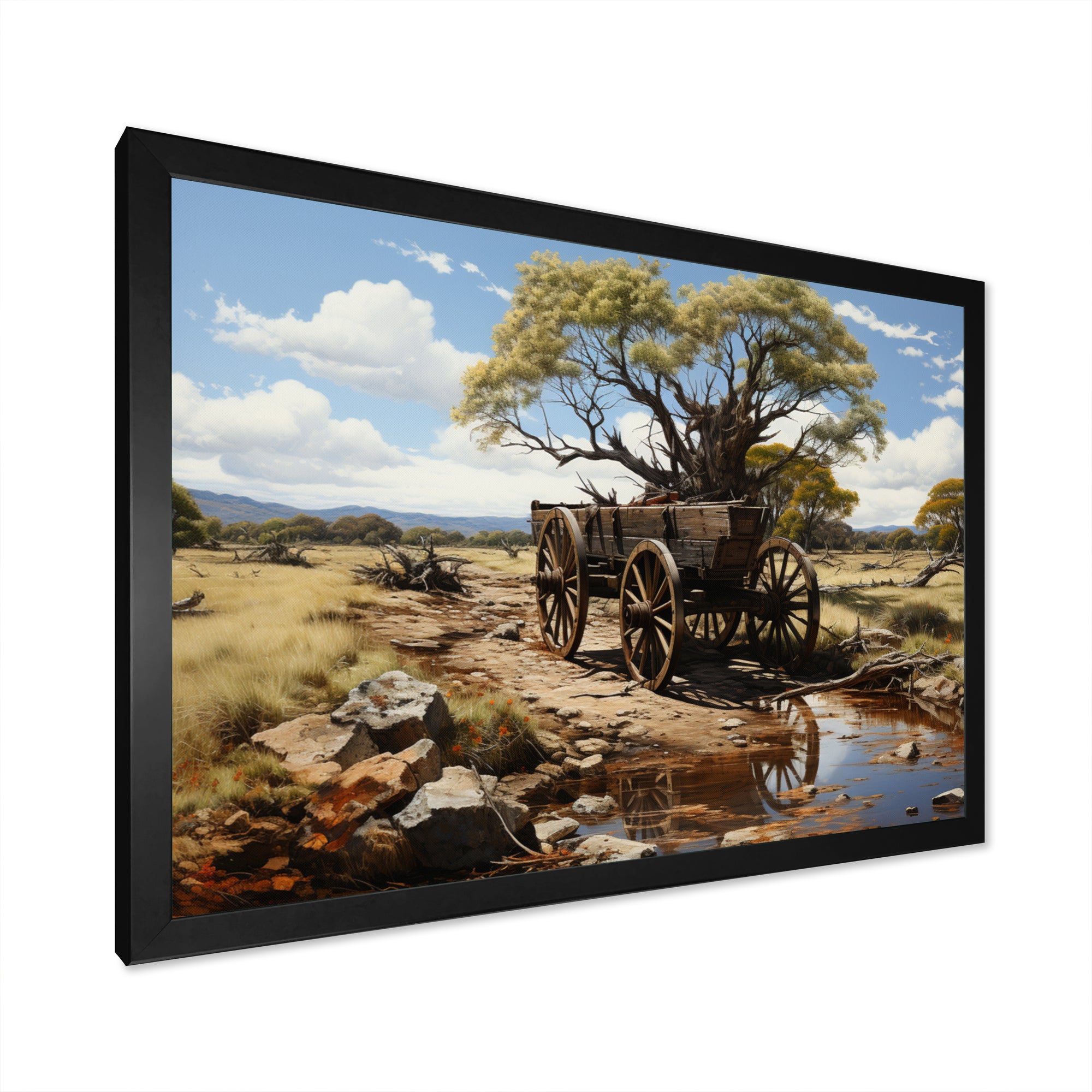 Green Old Cart  Whispers - Old American Cart Canvas Wall Art