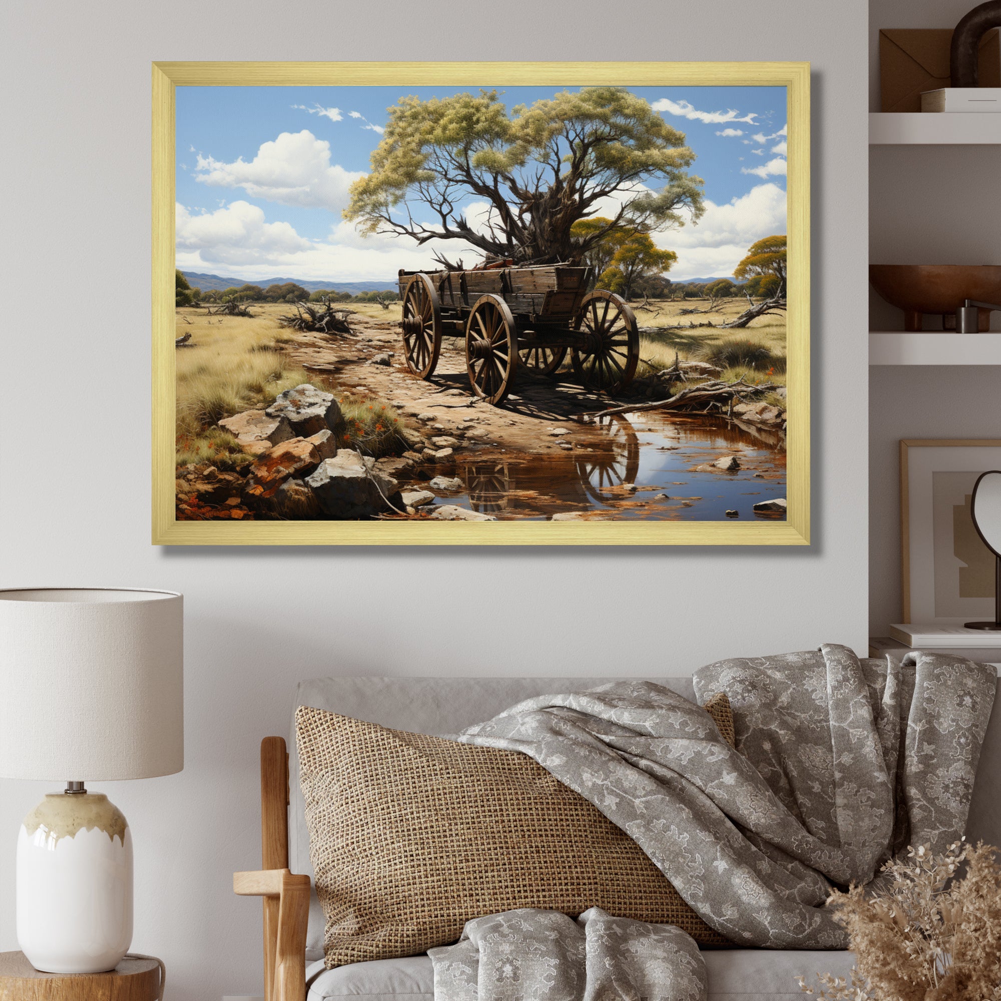 Green Old Cart  Whispers - Old American Cart Canvas Wall Art