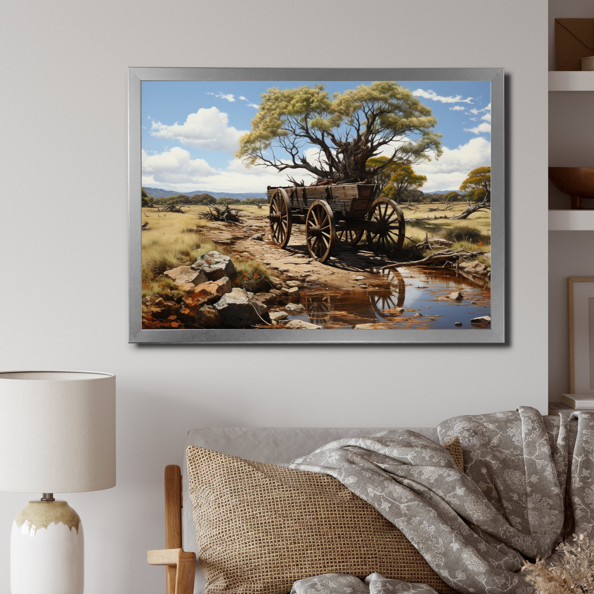 Green Old Cart  Whispers - Old American Cart Canvas Wall Art