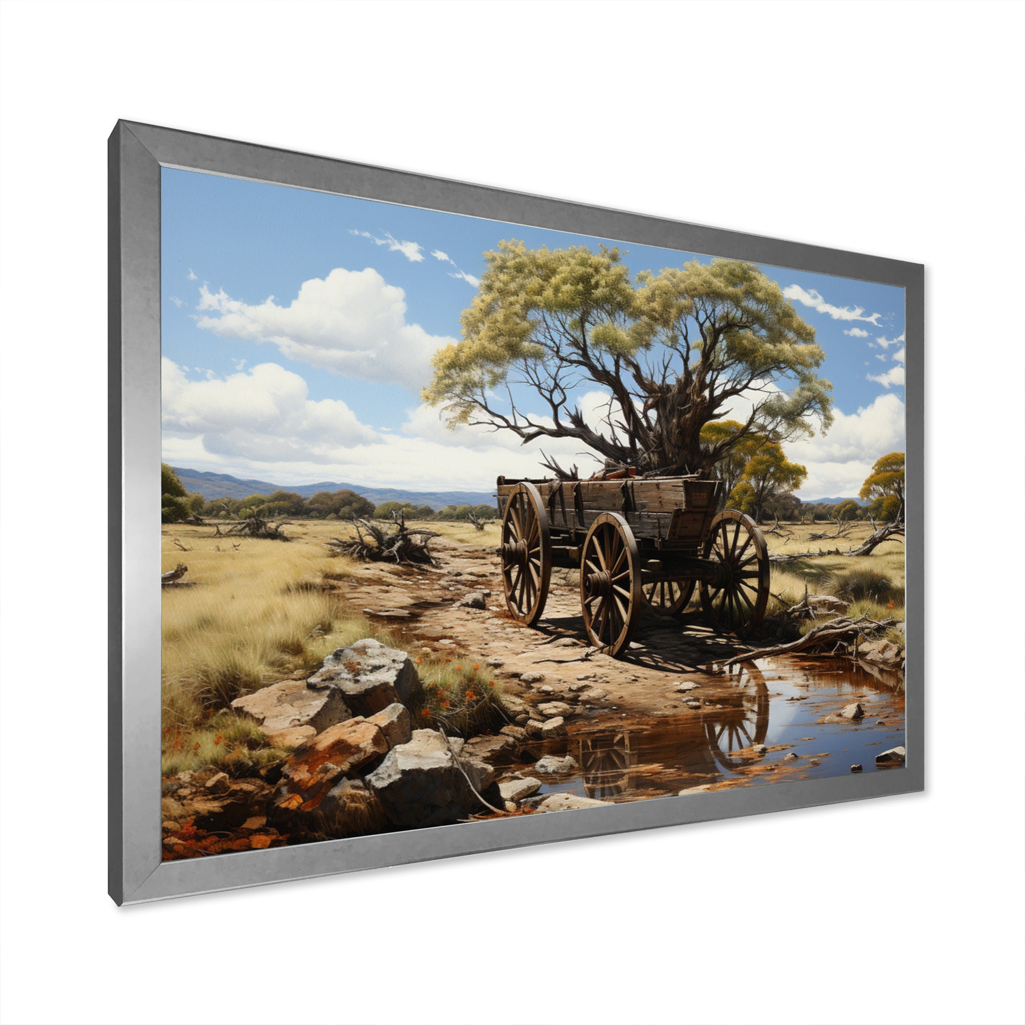 Green Old Cart  Whispers - Old American Cart Canvas Wall Art