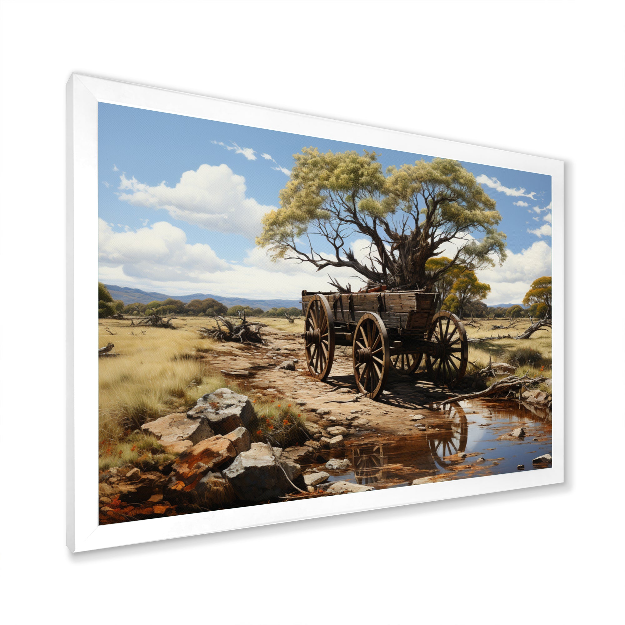 Green Old Cart  Whispers - Old American Cart Canvas Wall Art