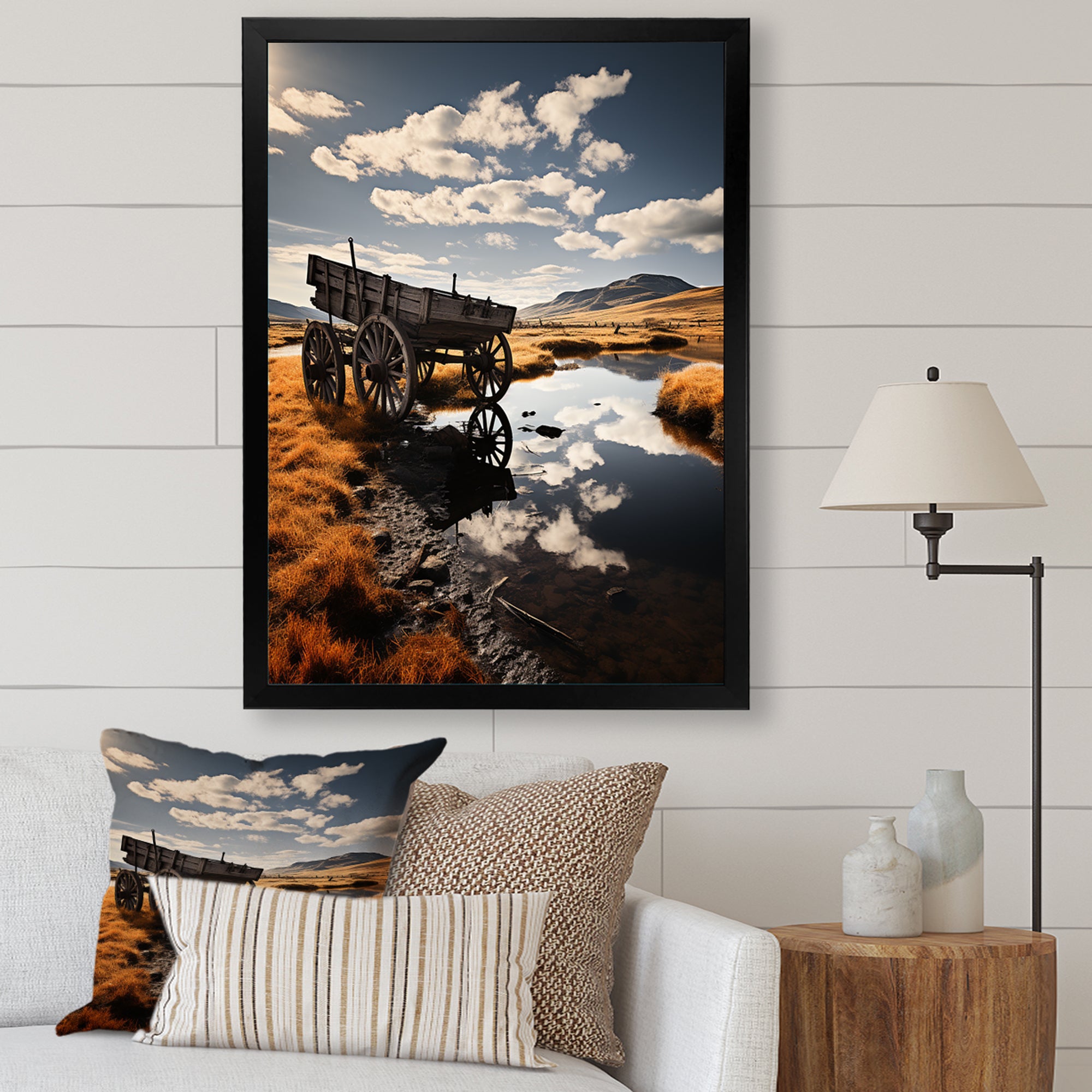 Yellow Old Cart Country Heritage - Old American Cart Canvas Wall Art