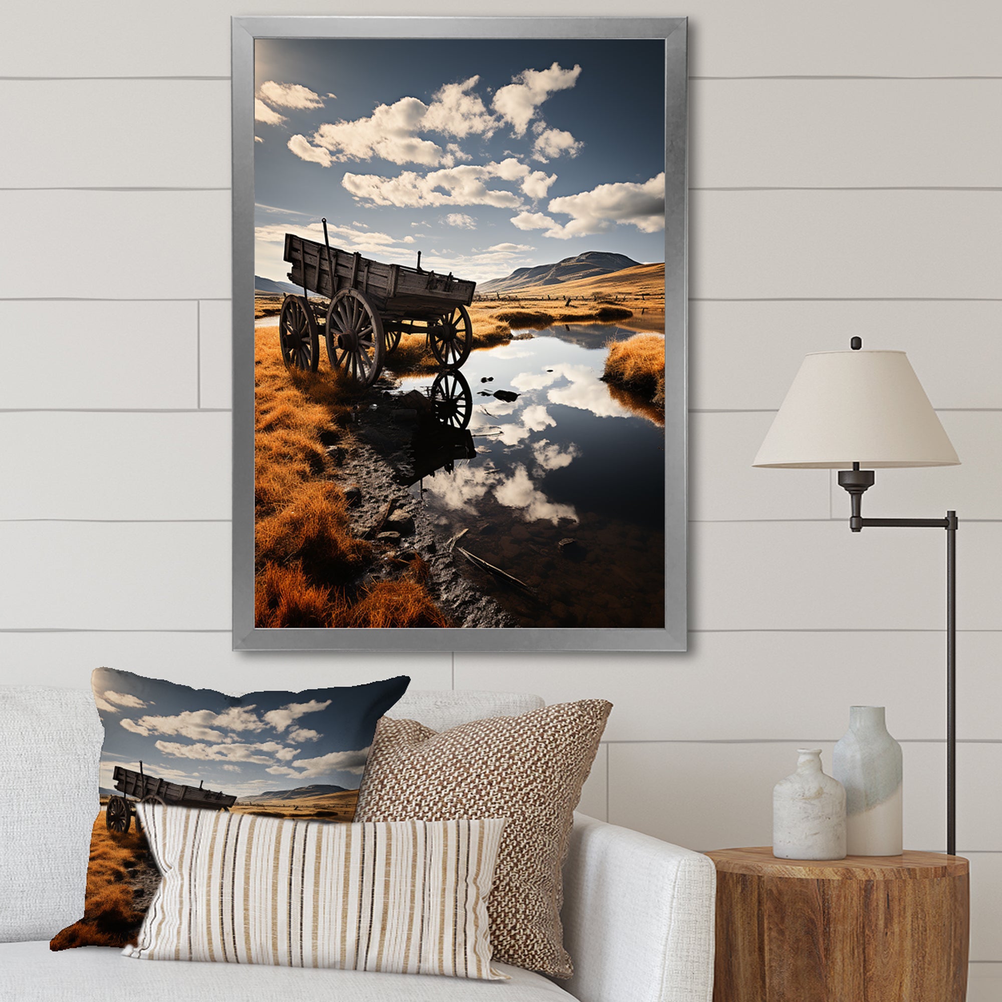 Yellow Old Cart Country Heritage - Old American Cart Canvas Wall Art