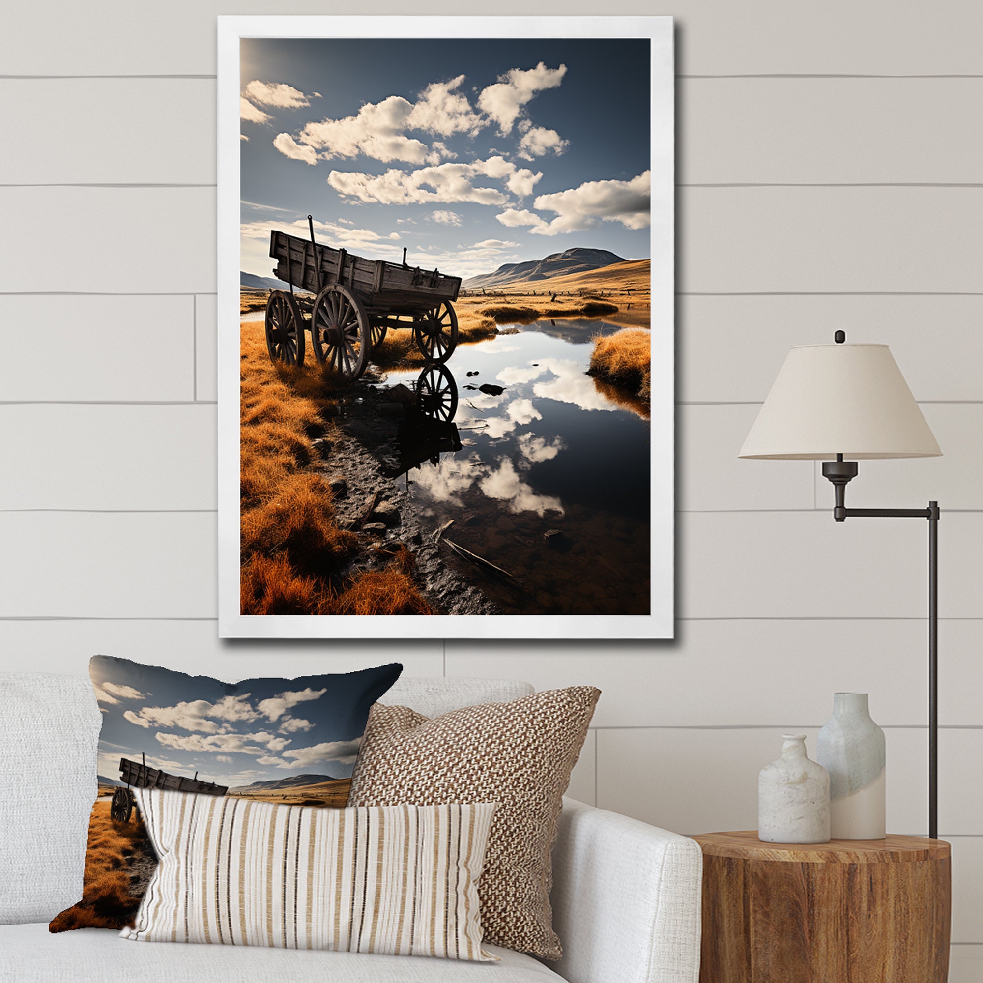 Yellow Old Cart Country Heritage - Old American Cart Canvas Wall Art