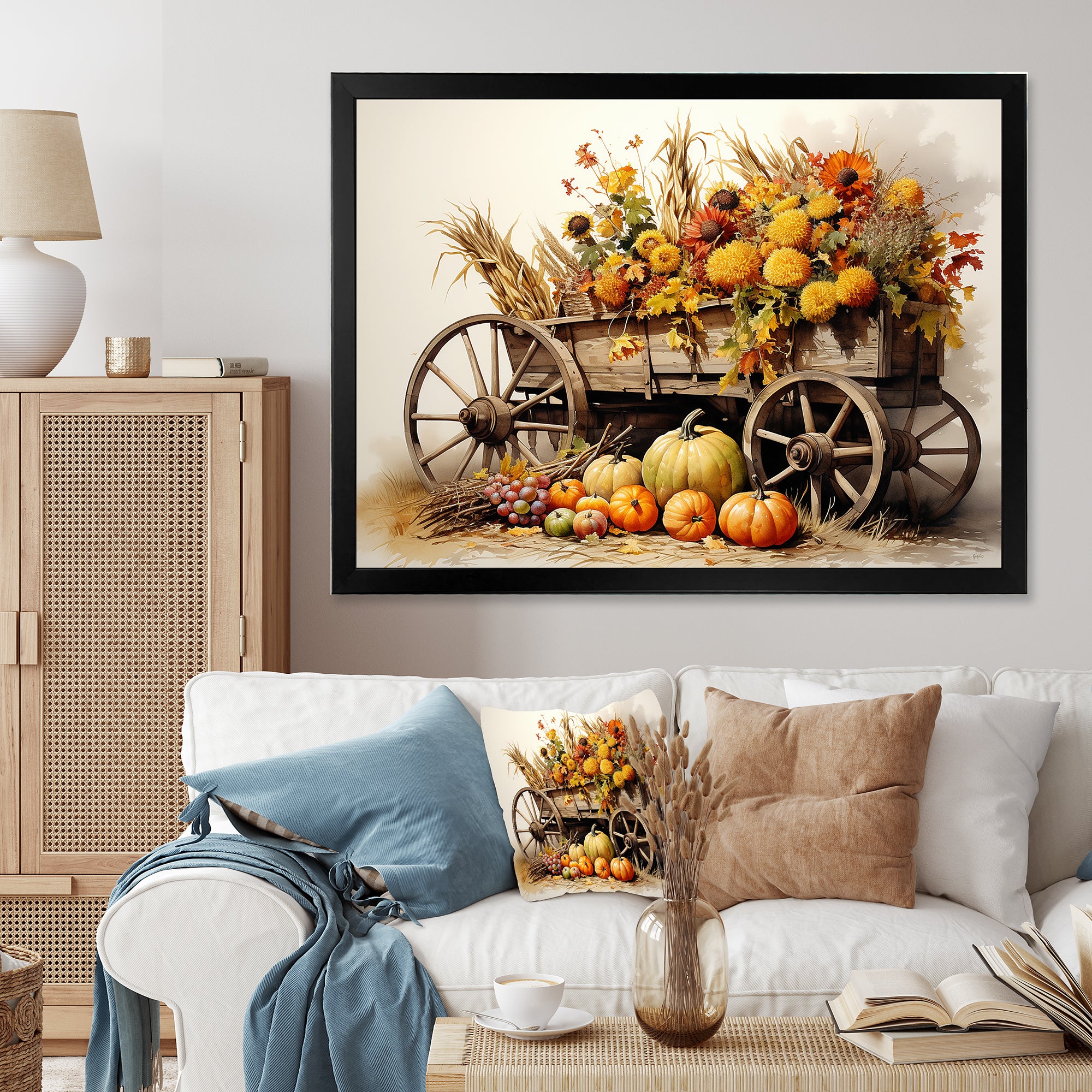 Yellow Old Cart Country Treasures - Old American Cart Canvas Wall Art