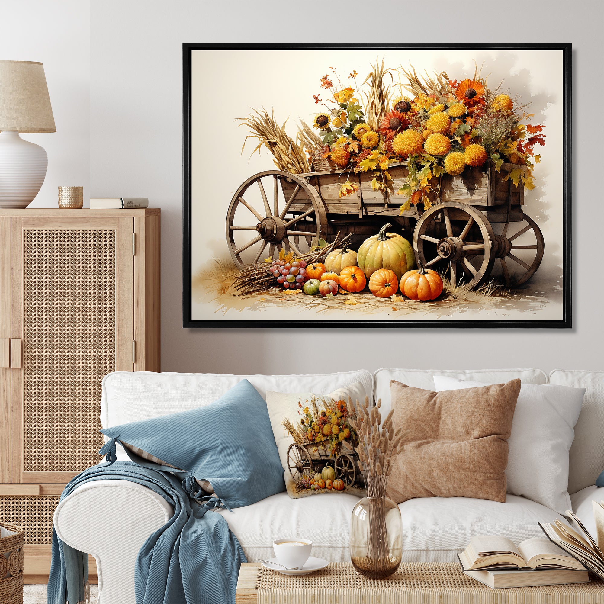 Yellow Old Cart Country Treasures - Old American Cart Canvas Wall Art