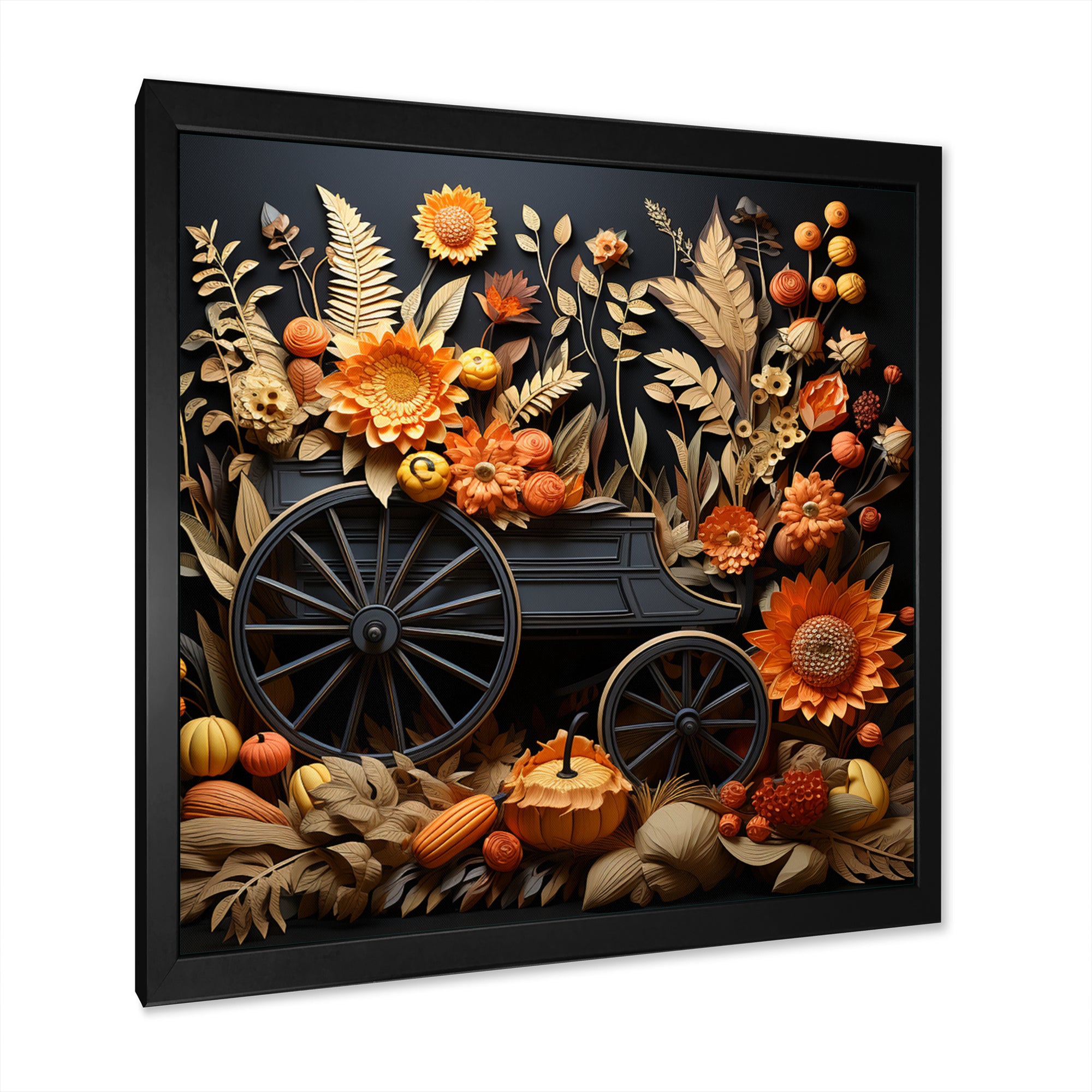 Orange Old Cart Country Treasures - Old American Cart Canvas Wall Art