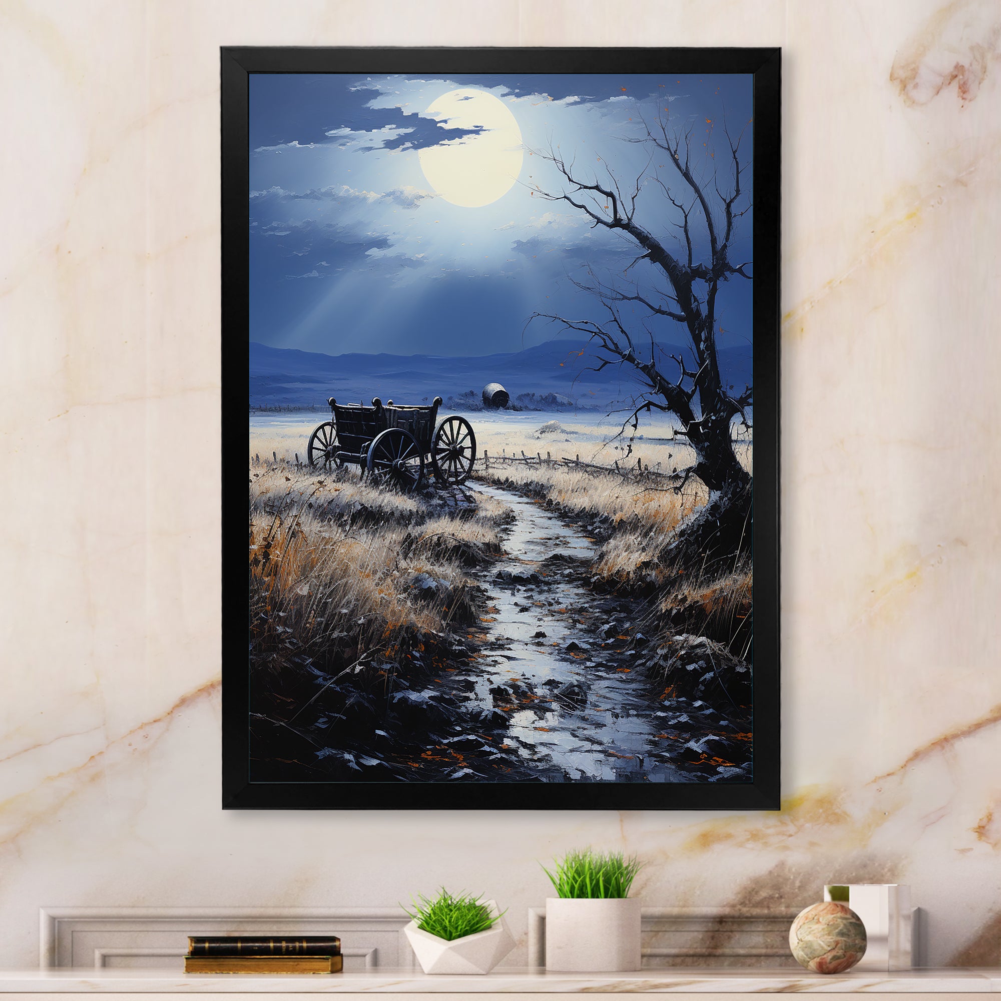 Grey Old Cart Forgotten Journey - Old American Cart Canvas Wall Art