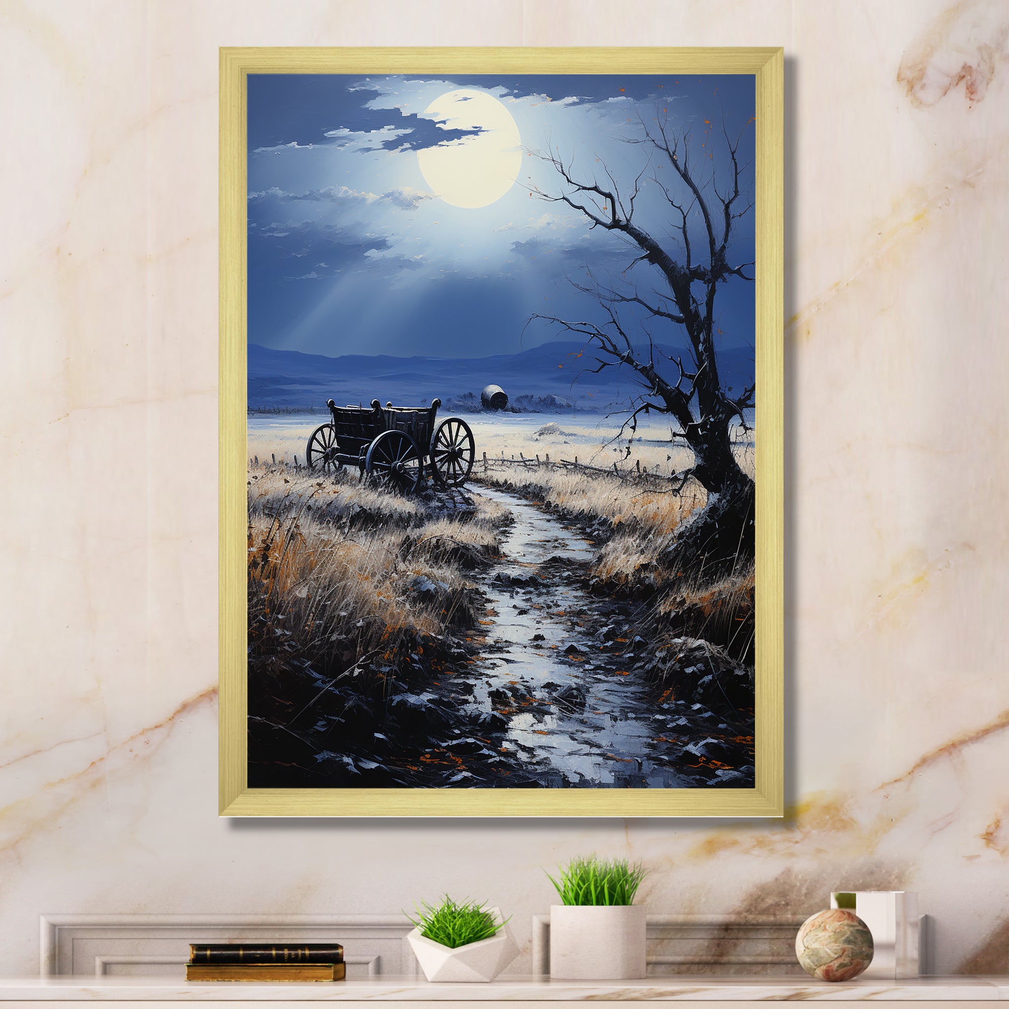 Grey Old Cart Forgotten Journey - Old American Cart Canvas Wall Art