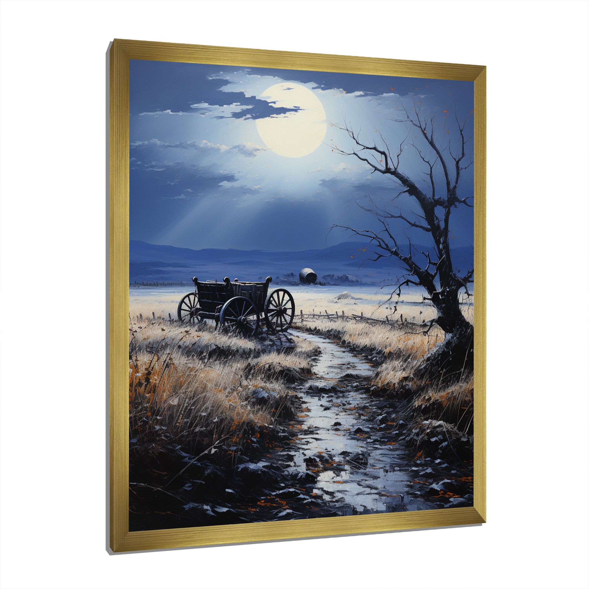 Grey Old Cart Forgotten Journey - Old American Cart Canvas Wall Art