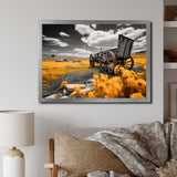 Yellow Old Cart Roadside Relic I - Old American Cart Canvas Wall Art
