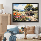 Green Old Cart Rural Charms - Old American Cart Canvas Wall Art