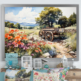 Green Old Cart Rural Charms - Old American Cart Canvas Wall Art
