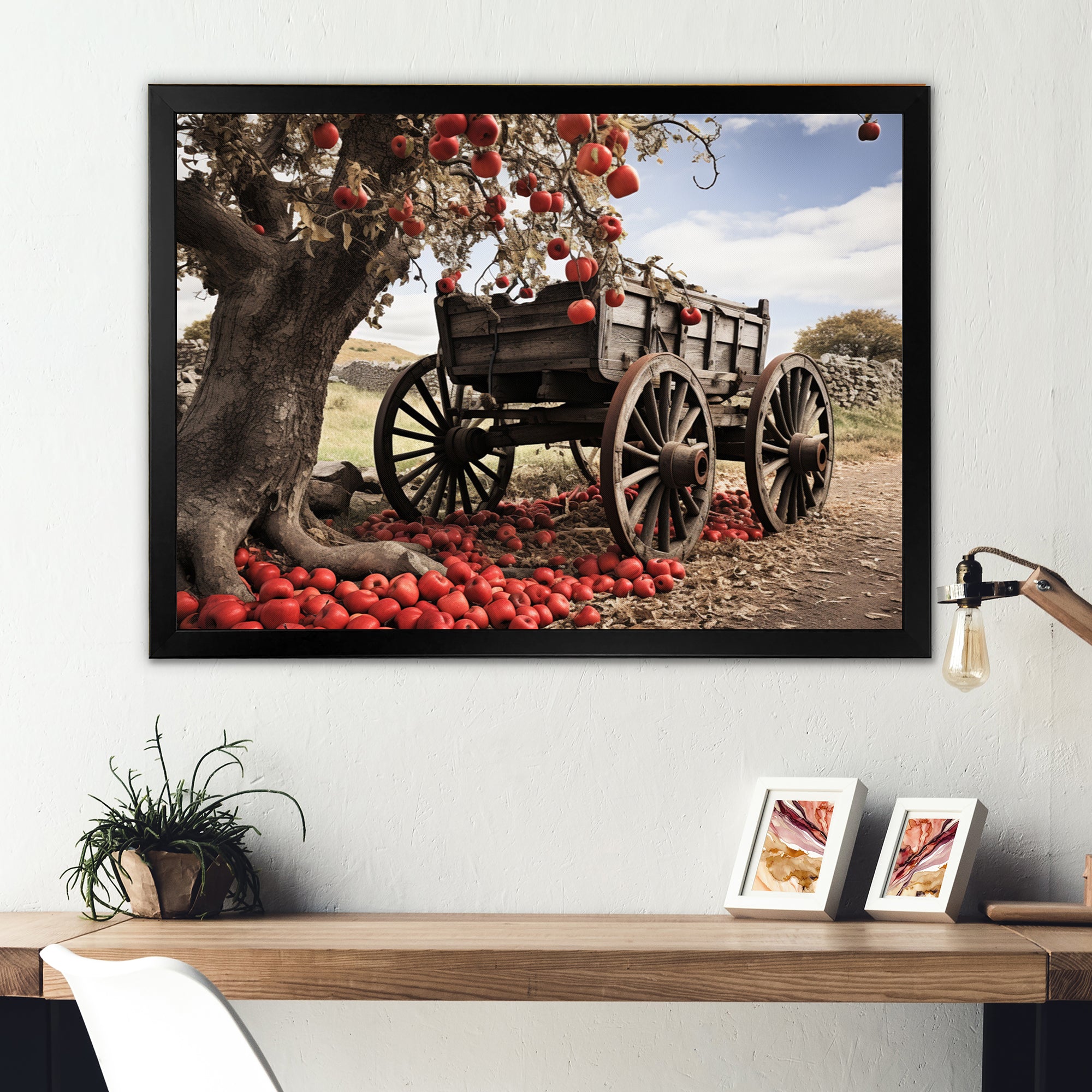 Red Old Cart Rural Icons - Old American Cart Canvas Wall Art