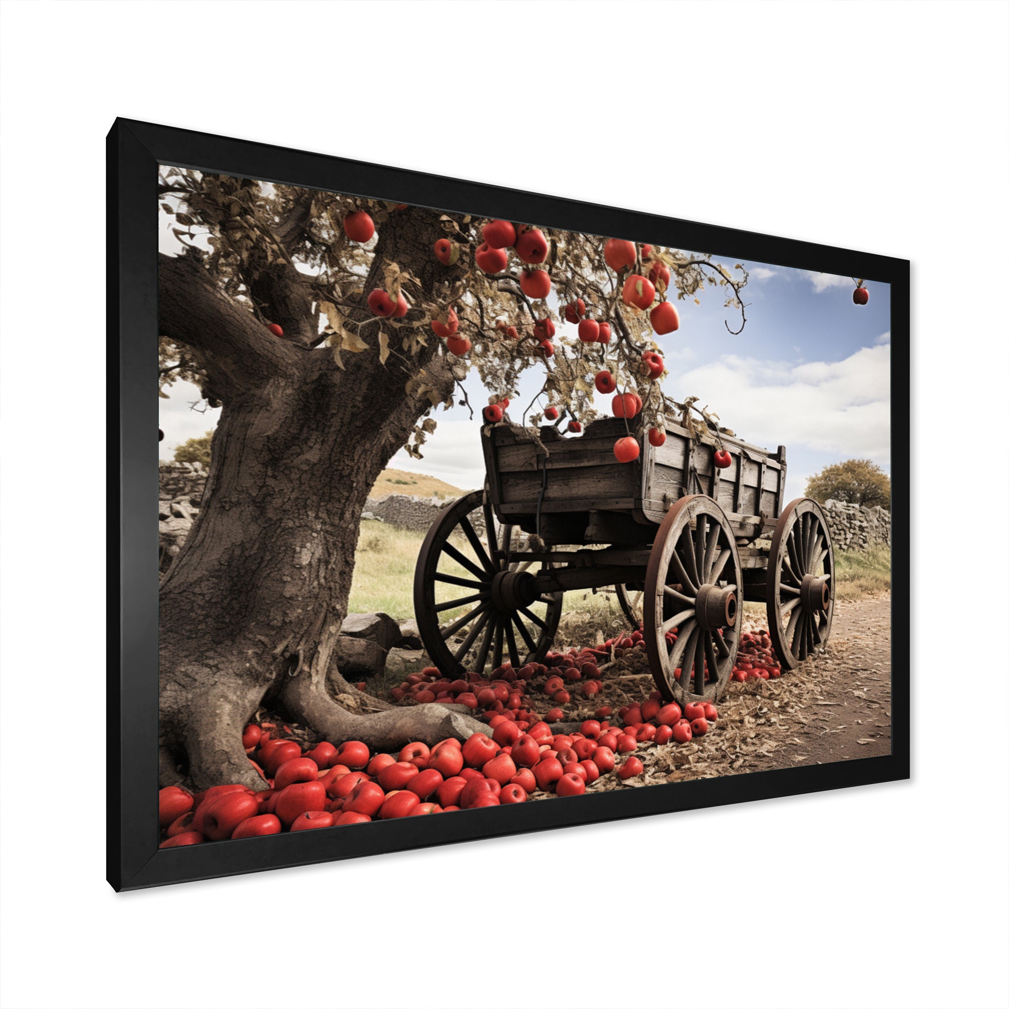 Red Old Cart Rural Icons - Old American Cart Canvas Wall Art