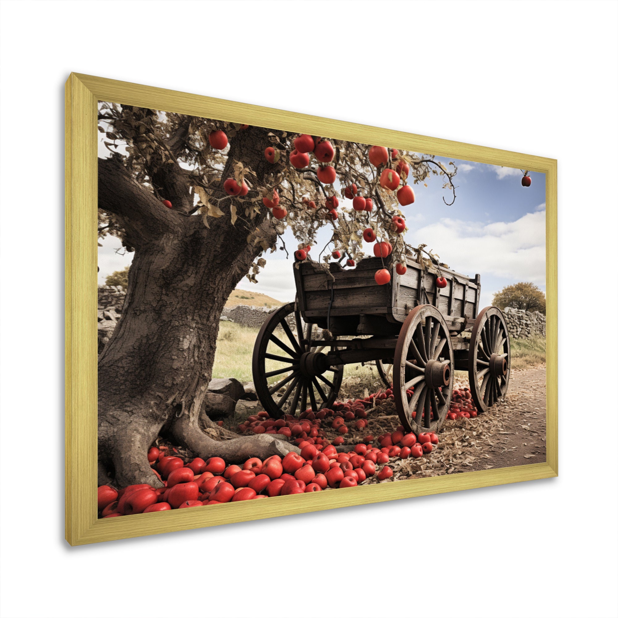 Red Old Cart Rural Icons - Old American Cart Canvas Wall Art