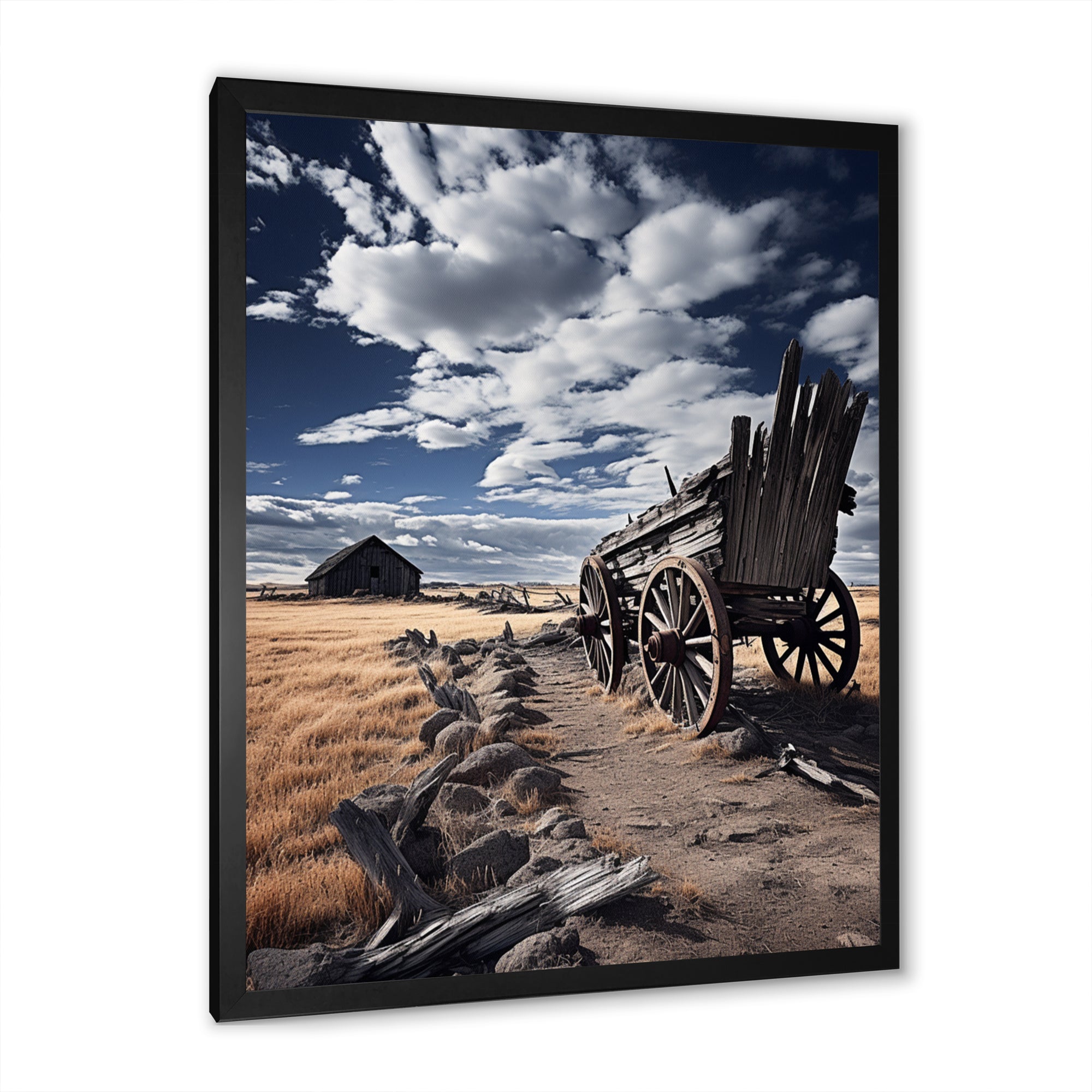 Grey Old Cart Rustic Charm - Old American Cart Canvas Wall Art